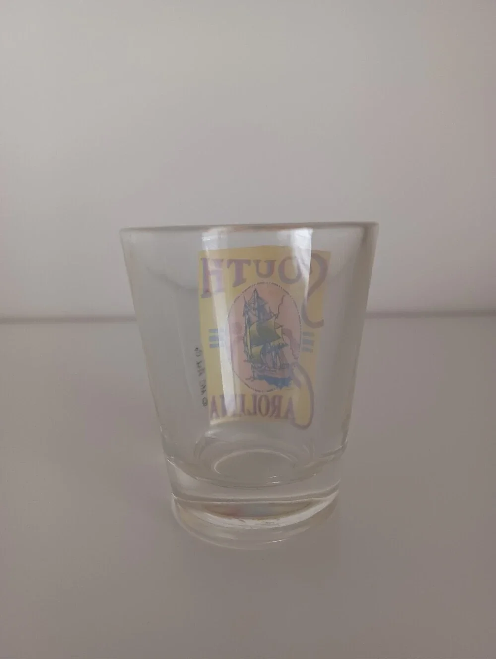 South Carolina Ship Travel Clear Shot Glass Barware Drinkware Collectible